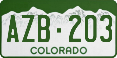 CO license plate AZB203