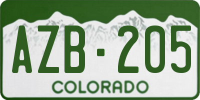 CO license plate AZB205