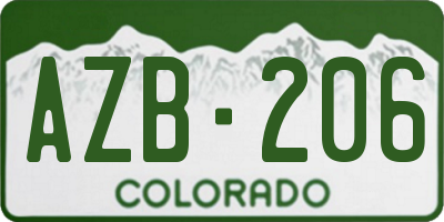 CO license plate AZB206