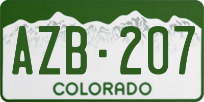 CO license plate AZB207