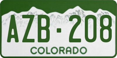 CO license plate AZB208