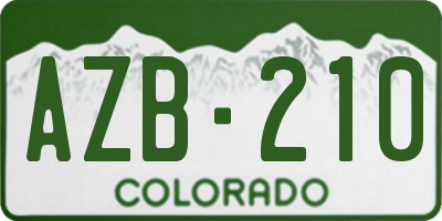 CO license plate AZB210