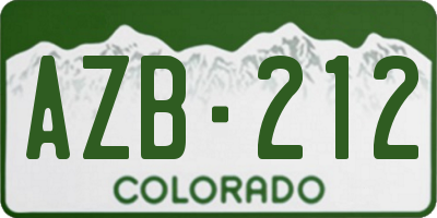 CO license plate AZB212