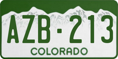 CO license plate AZB213