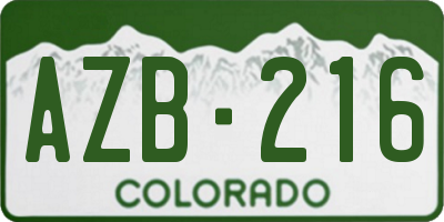 CO license plate AZB216