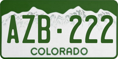 CO license plate AZB222