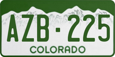 CO license plate AZB225