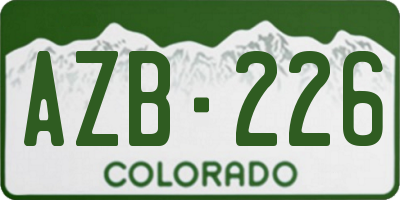 CO license plate AZB226