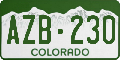 CO license plate AZB230