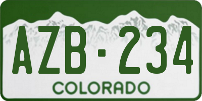 CO license plate AZB234