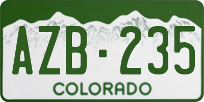 CO license plate AZB235