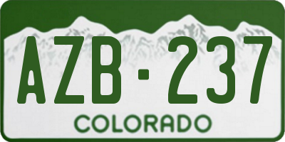 CO license plate AZB237