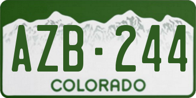 CO license plate AZB244