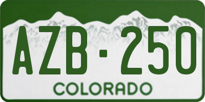 CO license plate AZB250