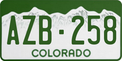 CO license plate AZB258