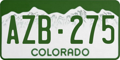 CO license plate AZB275