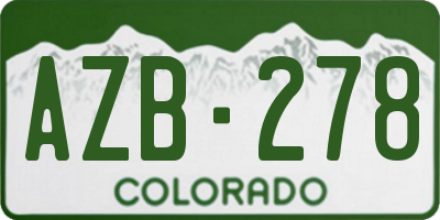 CO license plate AZB278