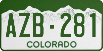CO license plate AZB281