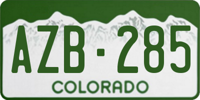 CO license plate AZB285
