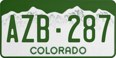 CO license plate AZB287