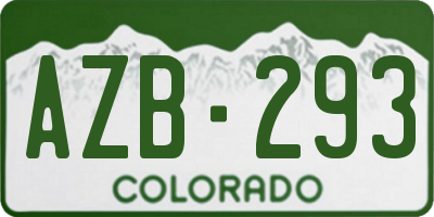 CO license plate AZB293