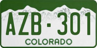 CO license plate AZB301