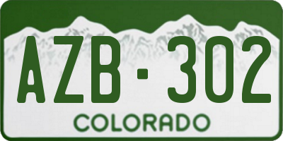 CO license plate AZB302