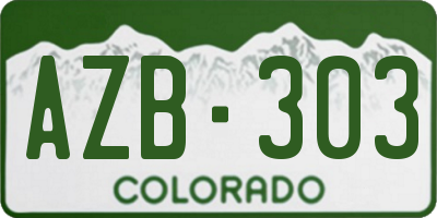 CO license plate AZB303