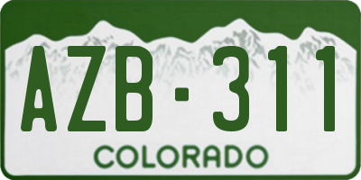 CO license plate AZB311