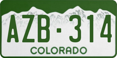 CO license plate AZB314