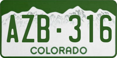 CO license plate AZB316