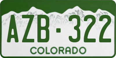 CO license plate AZB322
