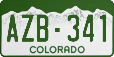 CO license plate AZB341
