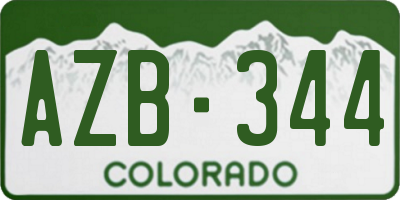 CO license plate AZB344