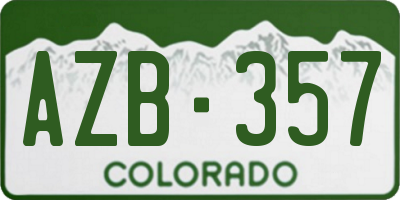 CO license plate AZB357