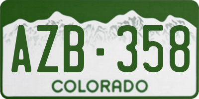 CO license plate AZB358