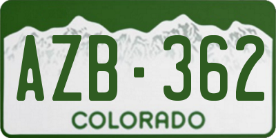 CO license plate AZB362