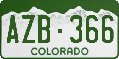 CO license plate AZB366