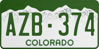 CO license plate AZB374