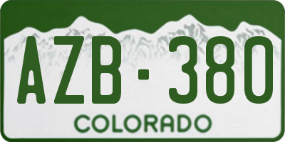 CO license plate AZB380