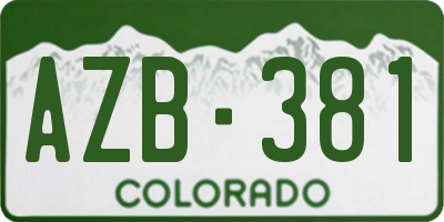 CO license plate AZB381