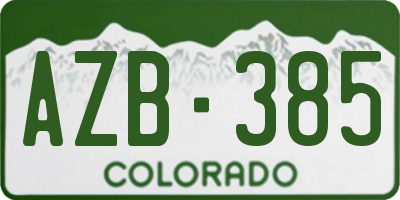CO license plate AZB385