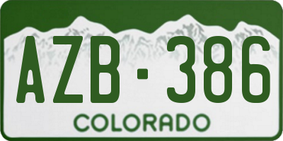 CO license plate AZB386