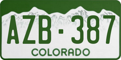 CO license plate AZB387
