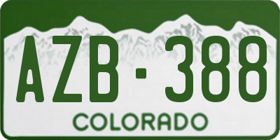 CO license plate AZB388