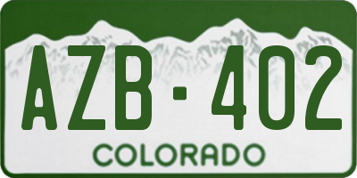 CO license plate AZB402