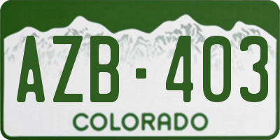 CO license plate AZB403