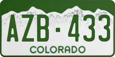 CO license plate AZB433