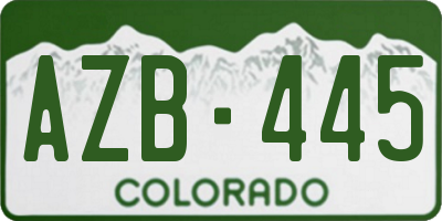 CO license plate AZB445