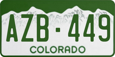 CO license plate AZB449